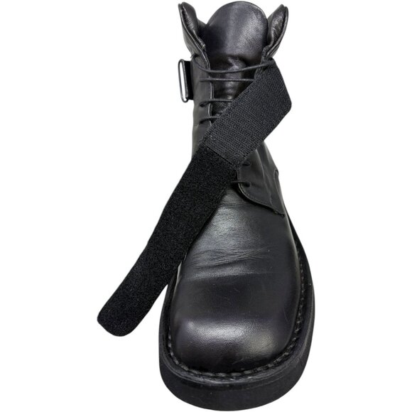 Alter Ego Black Calves Leather Wedge Combat Boots - Picture 7 of 11